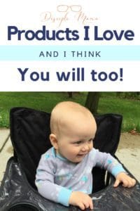 Baby boy in a Ciao! Baby portable high chair with text: Products I Love and I think You will too