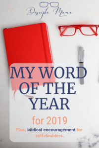 bullet journal, glasses, and a pen on white marble with text: My world of the year for 2019 | Disciple Mama